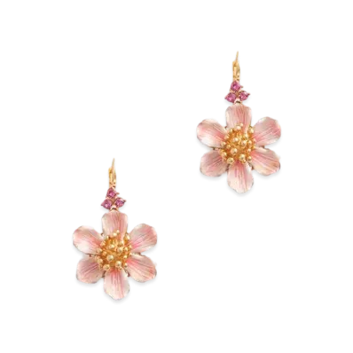 Dolce&Gabbana Leverback Earrings With Hand-Painted Flower "Gold"