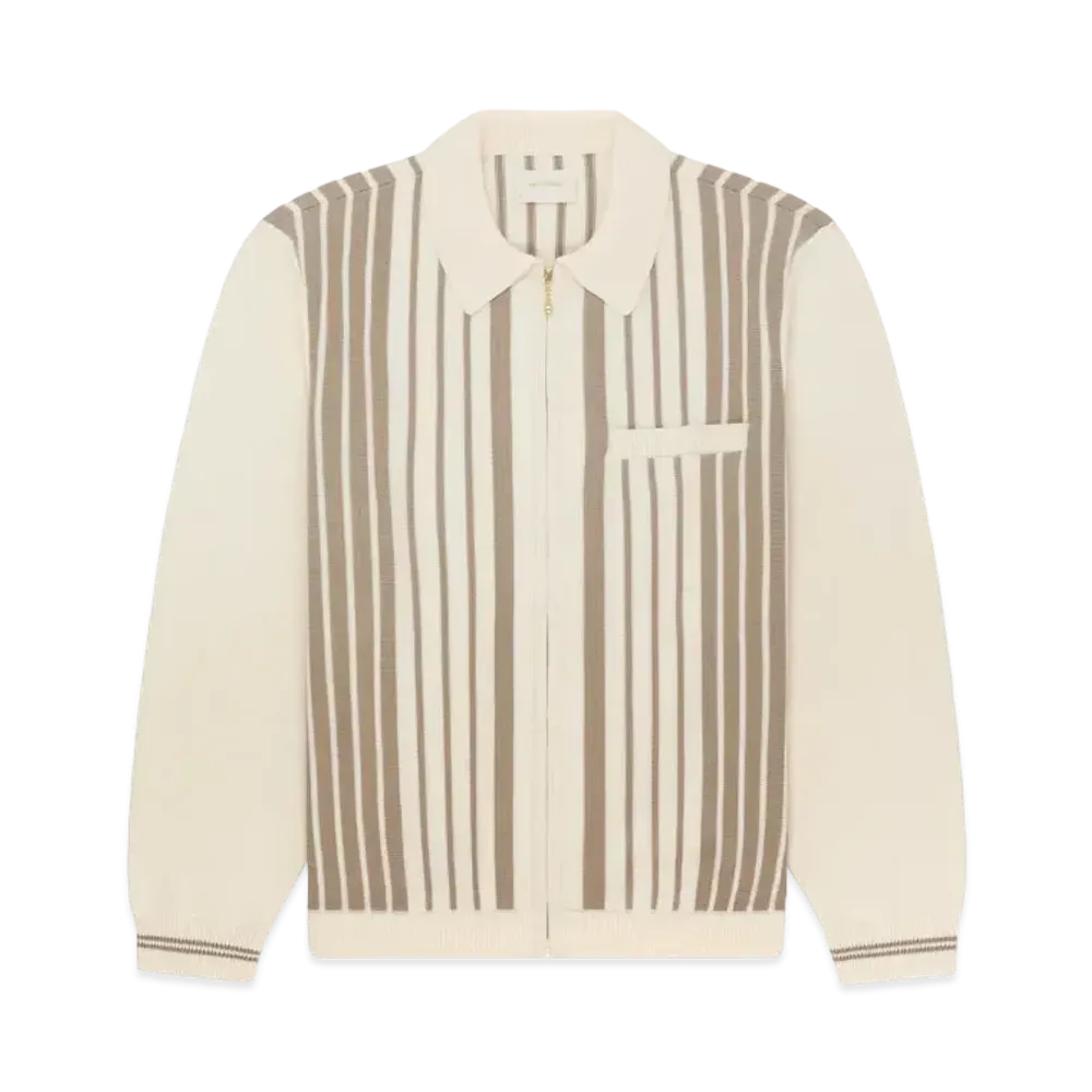 Aime Leon Dore Striped Polo Cardigan "Ivory"