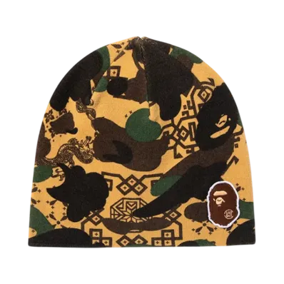 A BATHING APE x CLOT Camo Beanie "Yellow"