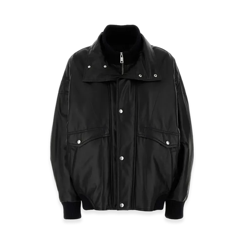 PRADA Women's Nappa Leather Bomber Jacket "Black"