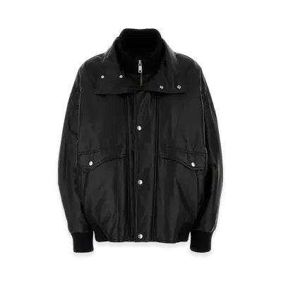 PRADA Women's Nappa Leather Bomber Jacket "Black"