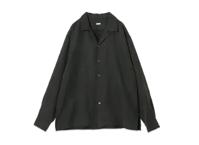 A.PRESSE Vintage Silk Linen Open Collar Shirts "Black"