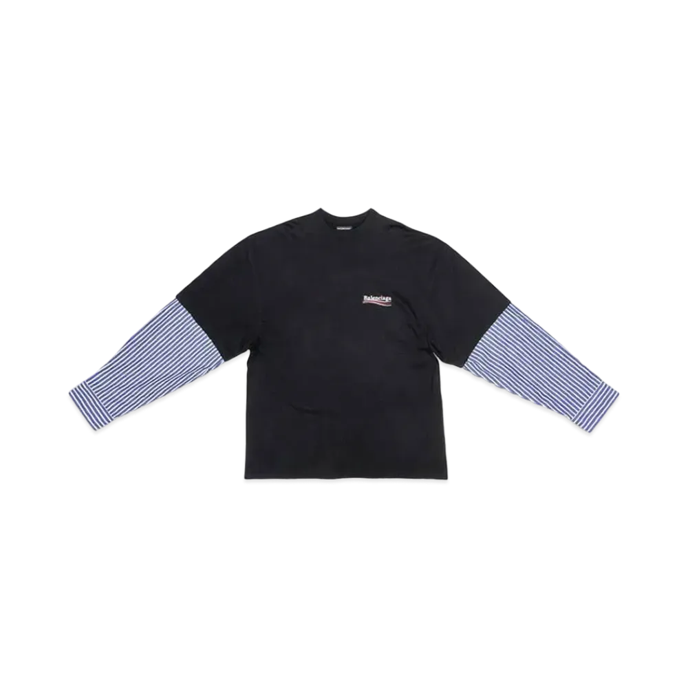 BALENCIAGA Political Campaign Layered T-Shirt In Black and White Vintage Jersey