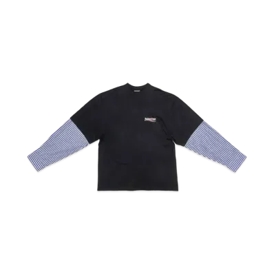 BALENCIAGA Political Campaign Layered T-Shirt In Black and White Vintage Jersey