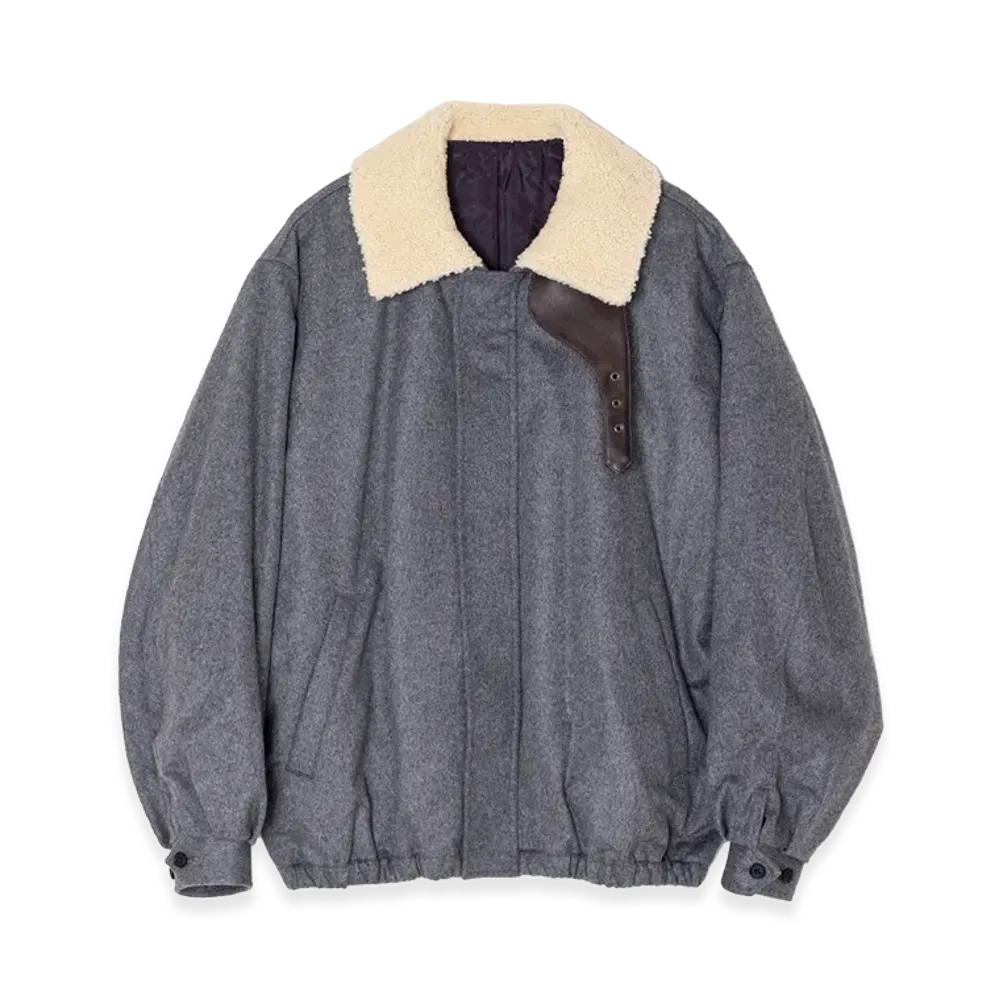 ssstein Mouton Collar Wool Cashmere Padded Jacket "Gray"