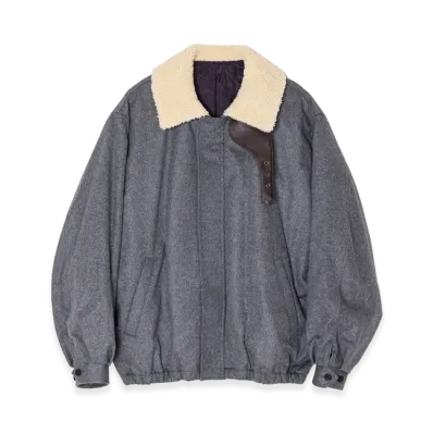 ssstein Mouton Collar Wool Cashmere Padded Jacket "Gray"