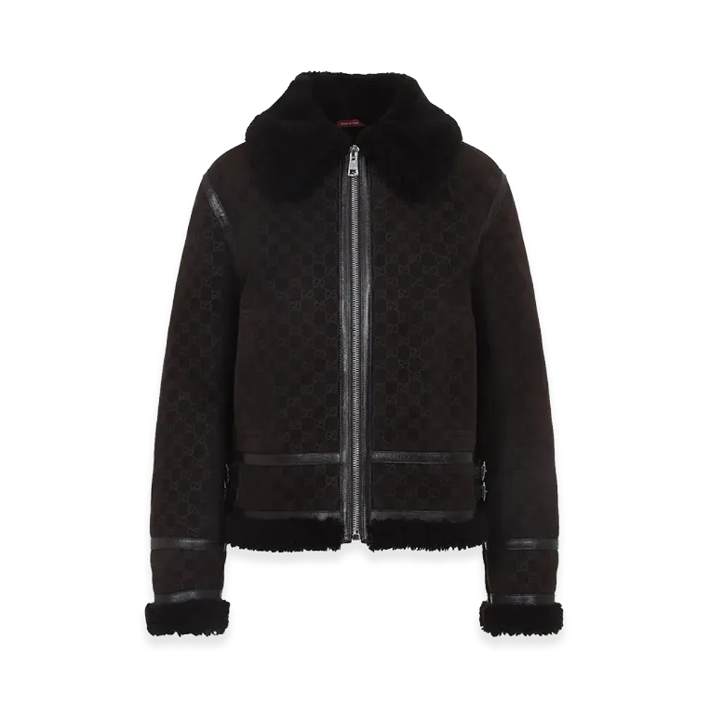 GUCCI Women's Guggi GG Shearling Jacket "Brown"