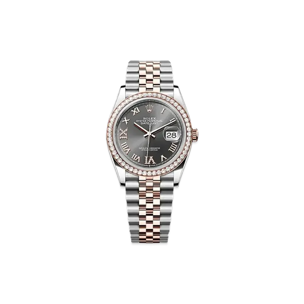 ROLEX Datejust 36mm Oystersteel & Everose Gold Diamond 126281RBR "Slate"