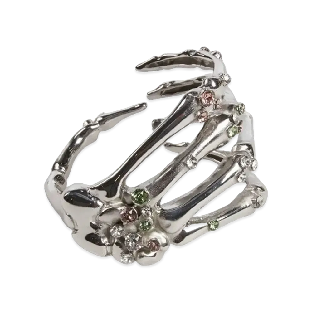 RAF SIMONS Scattered Strass Skeleton Bracelet "Pink/Silver"