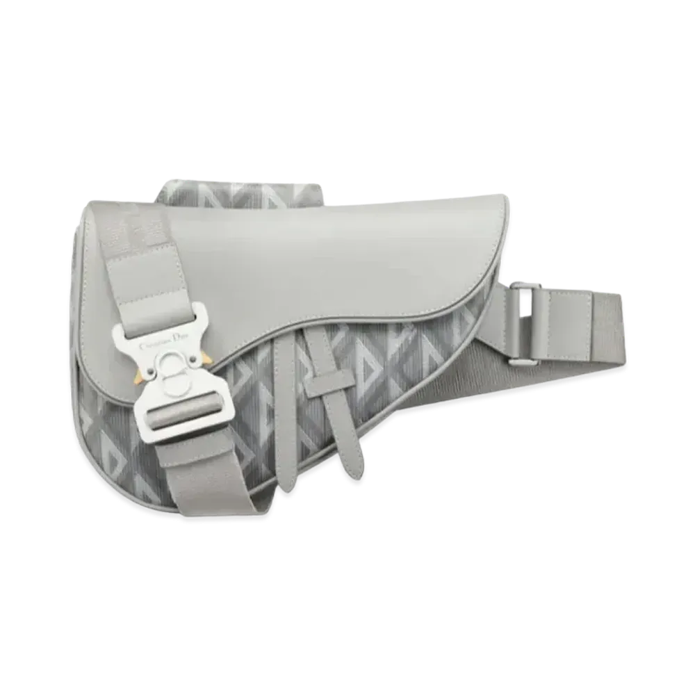 Dior DiorEssentials Saddle Bag CD Diamond Canvas & Smooth Calfskin "Gray"