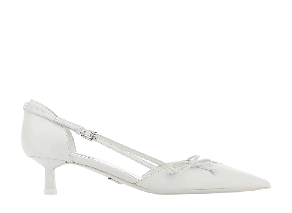 PRADA Women's Open-Side Leather Pumps "White"