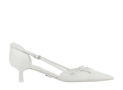PRADA Women's Open-Side Leather Pumps "White"