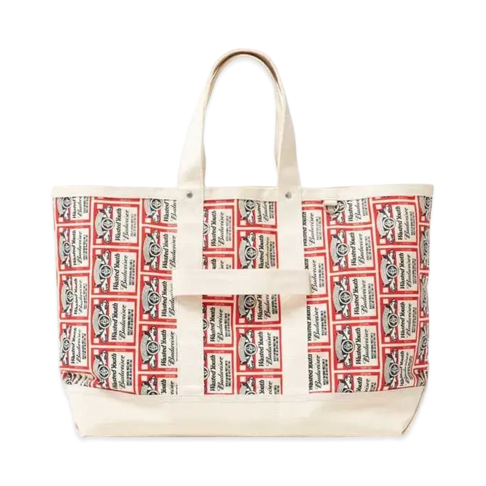 Wasted Youth x Budweiser WYxBW PATTERN PRINT TOTE BAG "White" / VERDY