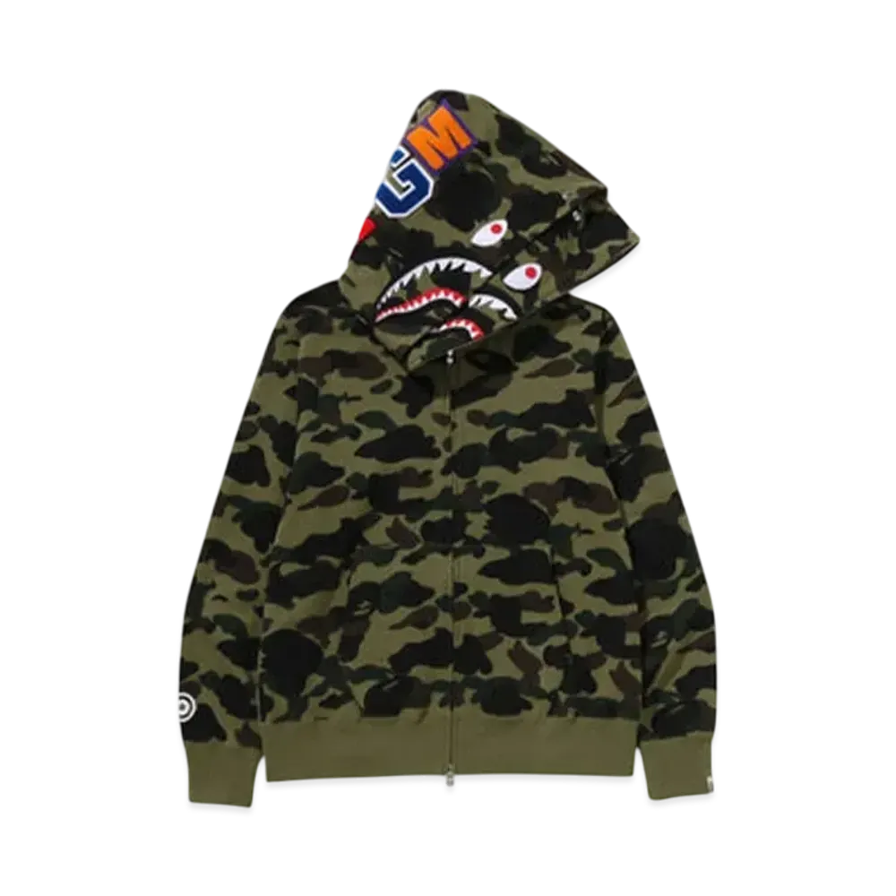 A BATHING APE 1St Camo Shark Full Zip Double Hoodie "Green"