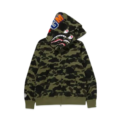 A BATHING APE 1St Camo Shark Full Zip Double Hoodie "Green"