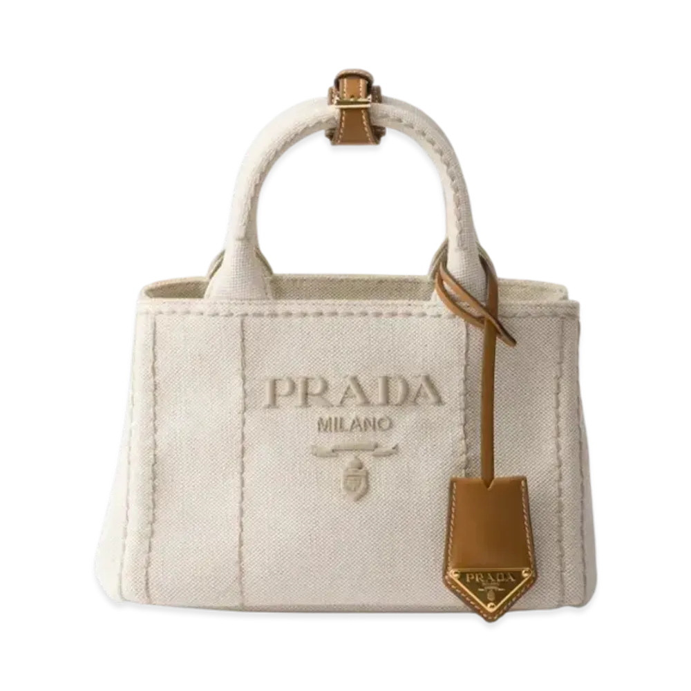 PRADA Linen Blend Mini Handbag "Natural"