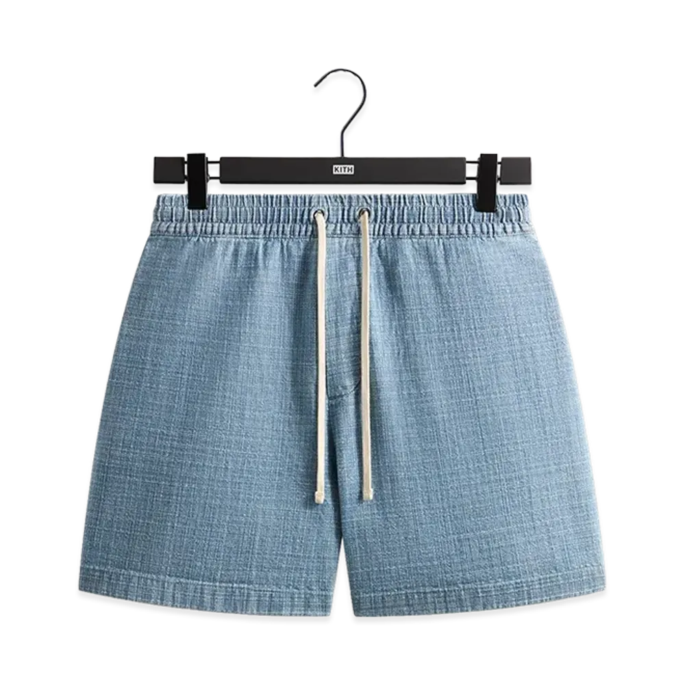 Kith Textured Indigo Weave Cayden Short "Light Indigo"