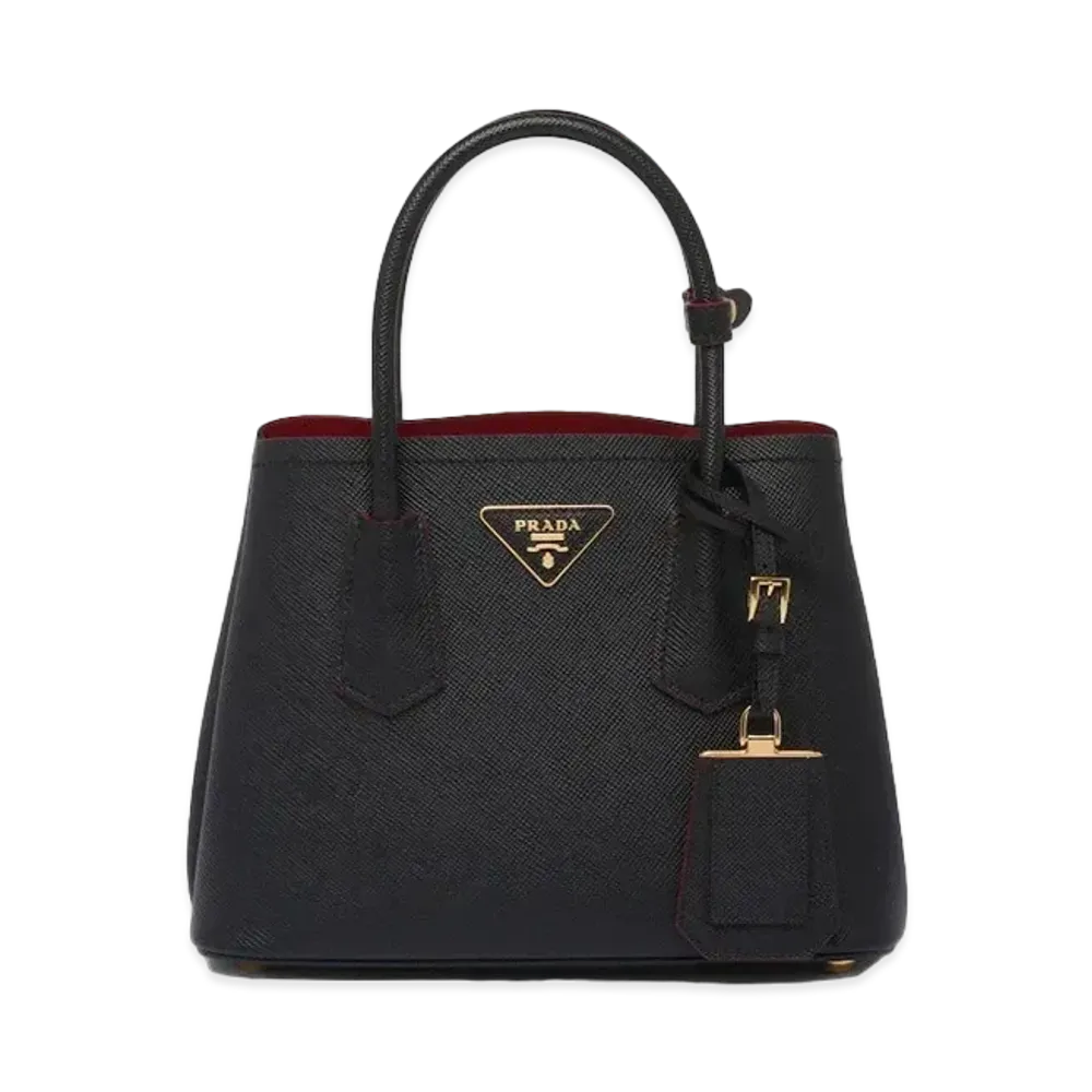 PRADA Double Saffiano Leather Mini Bag "Black"