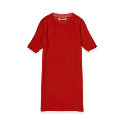 AURALEE Super High Gauge Sheer Rib T-Shirt "Red"