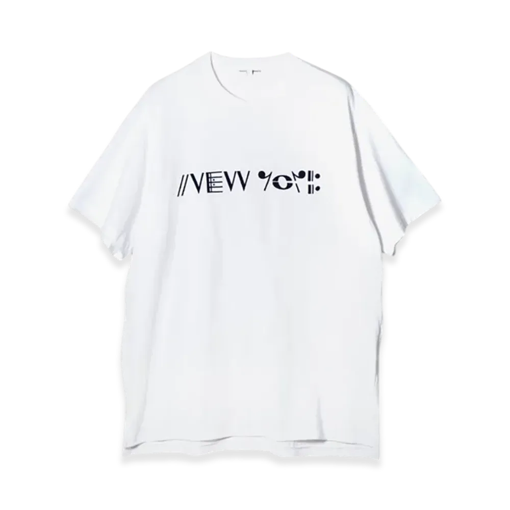 ENGINEERED GARMENTS Printed Cross Neck T-shirt - NY "White"