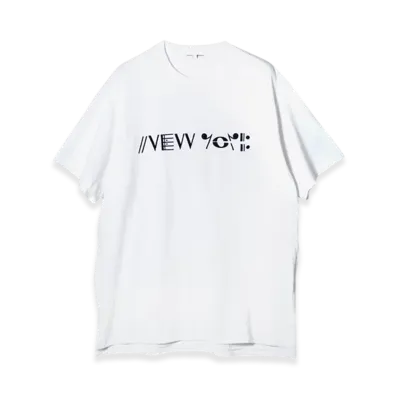 ENGINEERED GARMENTS Printed Cross Neck T-shirt - NY "White"