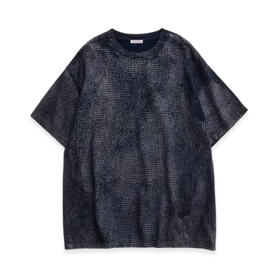 NICENESS Lydon Houndstooth Print Faded T-Shirt "Navy"