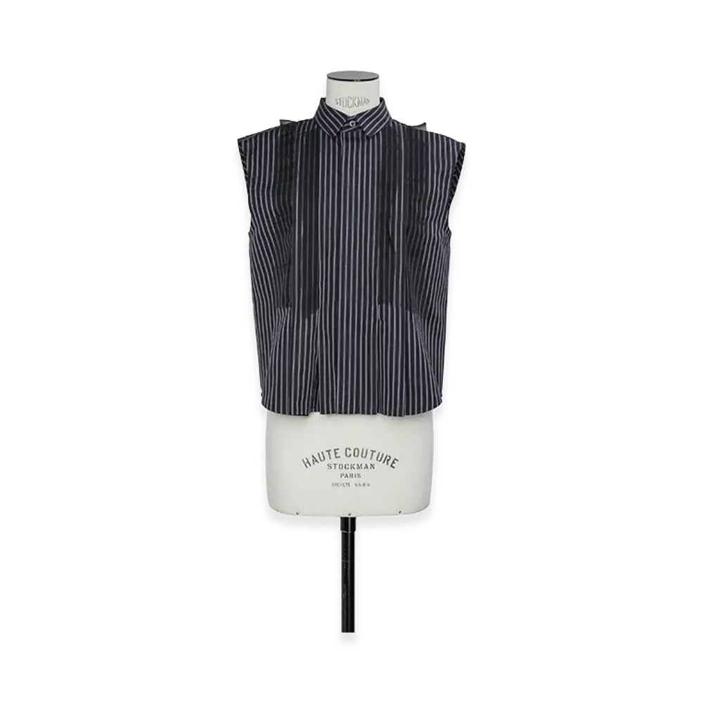 sacai Women's Poplin Shirt "Navy Stripe"
