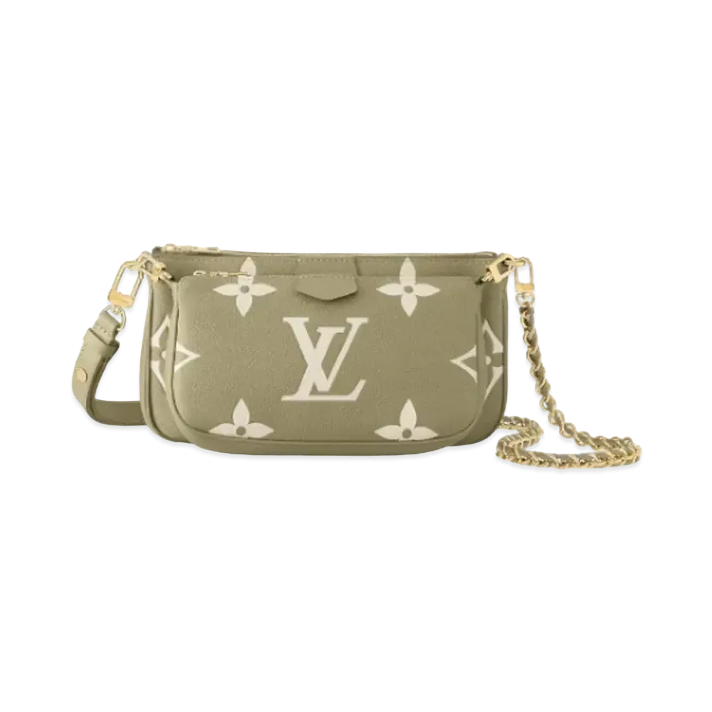 Louis Vuitton Multi Pochette Accessoires Bicolore Monogram Empreinte Leather "Khaki/Creme"