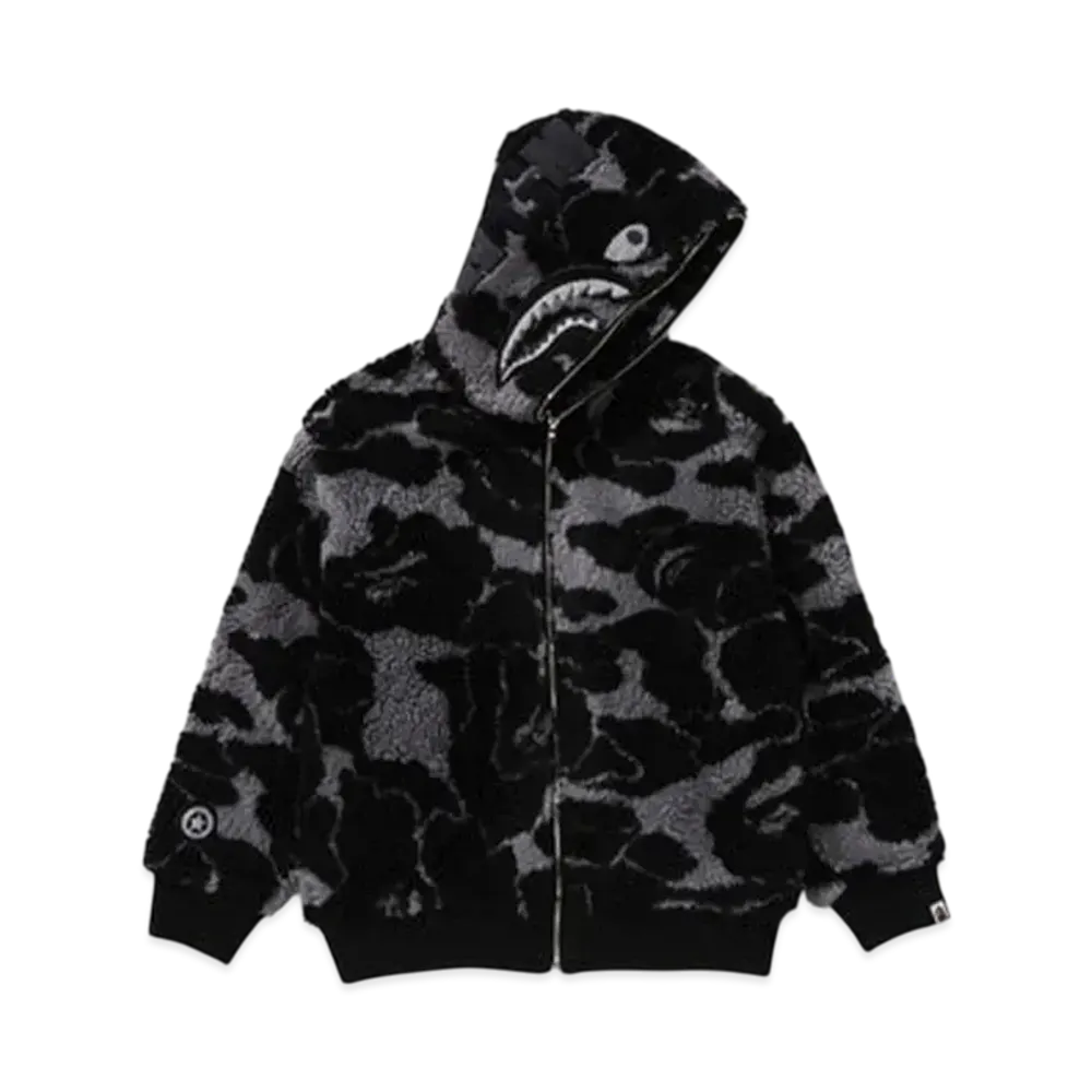 A BATHING APE ABC Camo Boa Shark Relaxed Fit Full Zip Hoodie "Black"