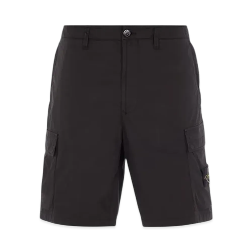 Stone Island L0803 Stretch Cotton Canvas Garment Dyed Cargo Bermuda Shorts - 23SS "Black"