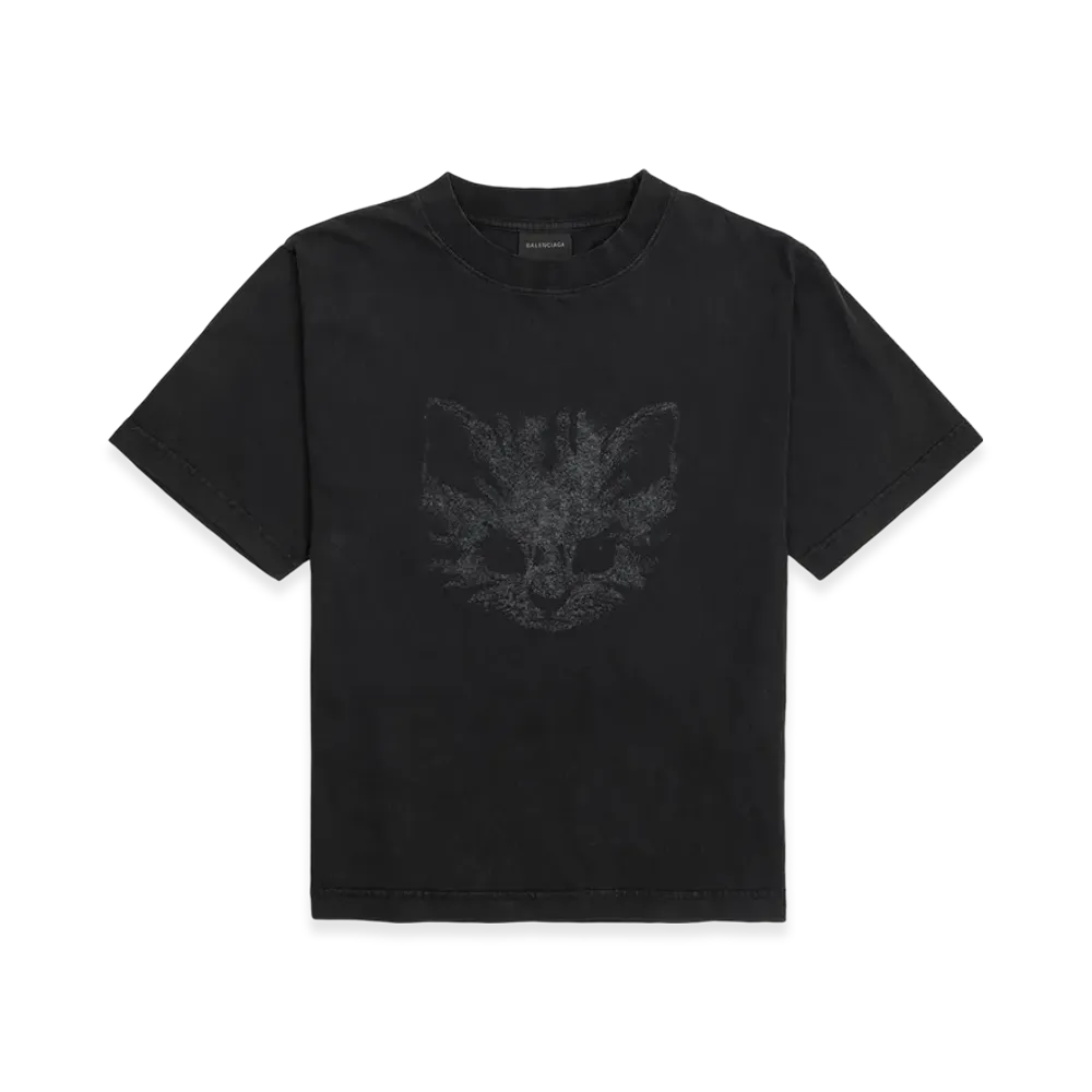 BALENCIAGA Wikittycat T-shirt Medium Fit "Faded Black/White"