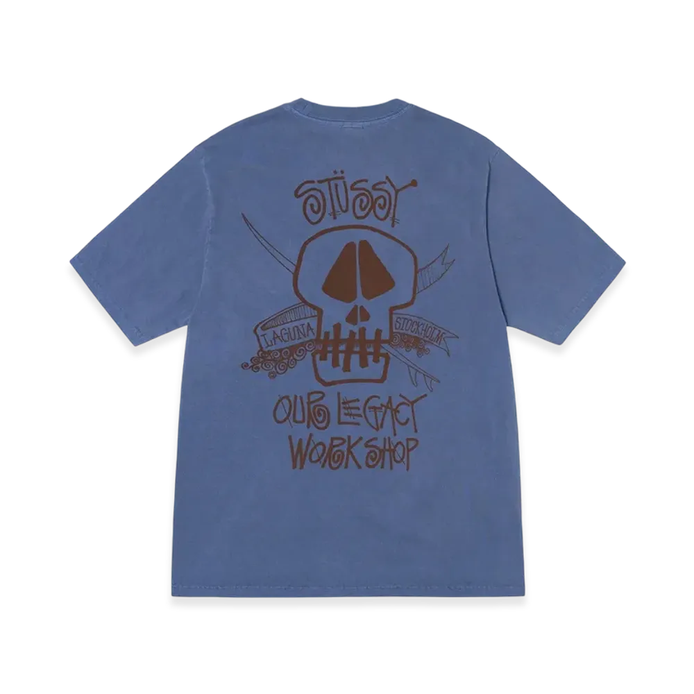 Stussy x Our Legacy Work Shop Surf Skull Pigment Dyed Tee "Indigo"