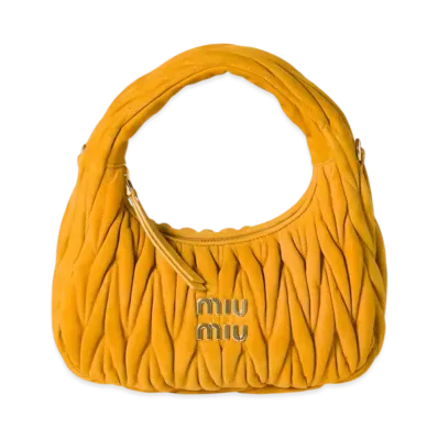 MIUMIU Wander Matelasse Suede Bag Small "Mustard Yellow"