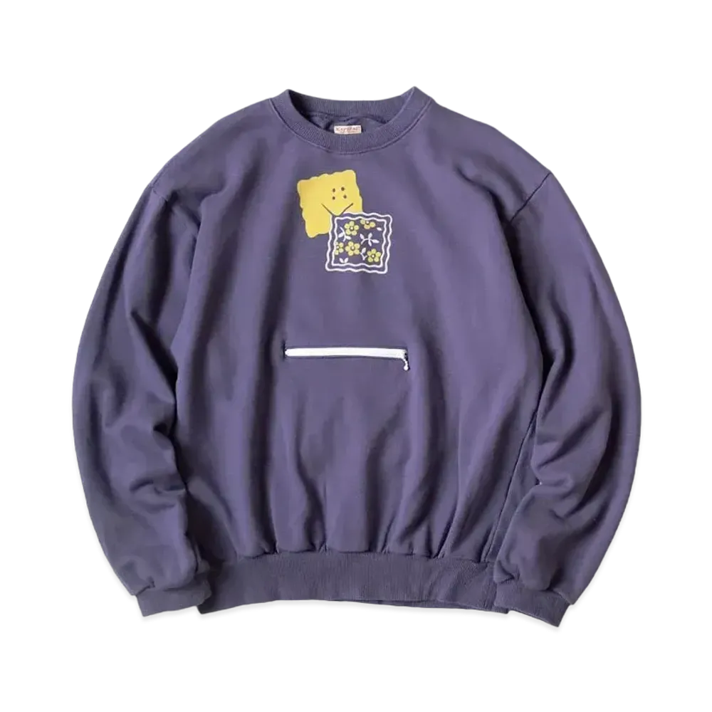 KAPITAL 30 Fleece Cookie Pocket Crew Sweat "Purple"
