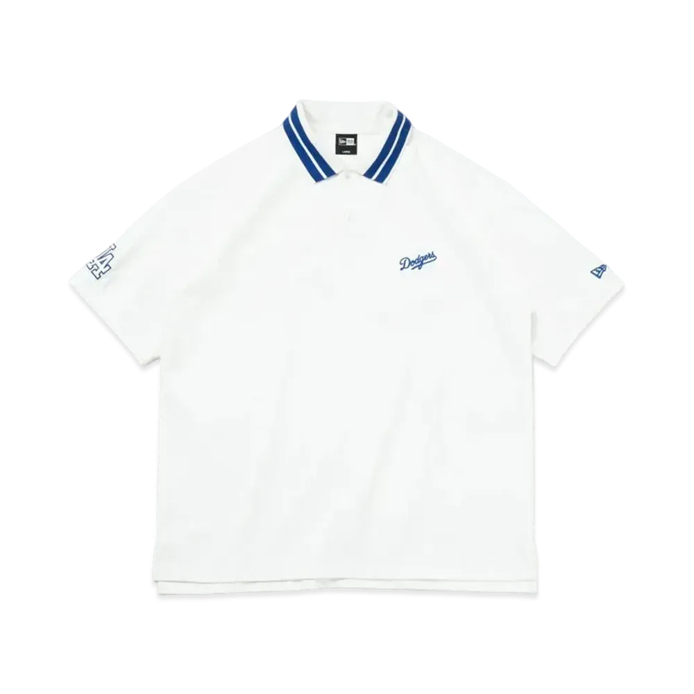 NEW ERA MLB Apparel Short Sleeve Oversized Polo Shirt Los Angeles Dodgers "Off White"