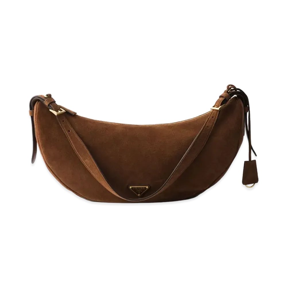 PRADA Women's 'Demi-Lune' Large Shoulder Bag "Brown"