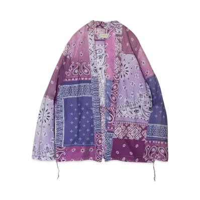 KAPITAL Gauze Bandana Patchwork Shirt "Light Purple"