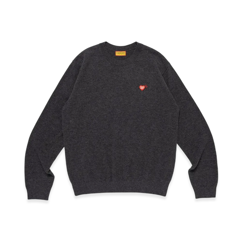 HUMAN MADE Heart Badge Knit Sweater "Gray"