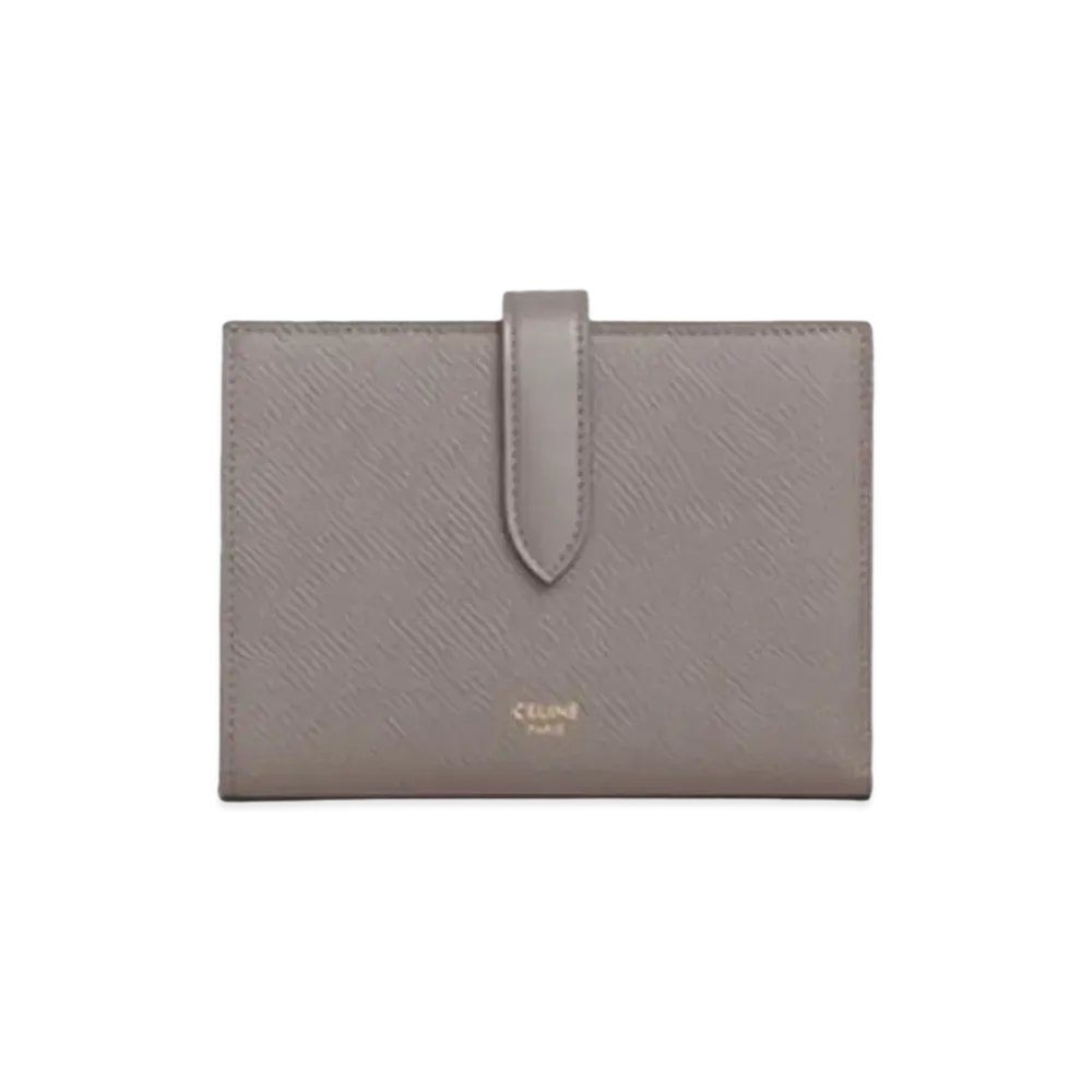 CELINE Medium Strap Wallet in Grained Calfskin "Pebble"