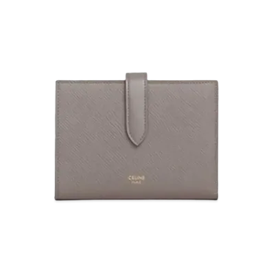CELINE Medium Strap Wallet in Grained Calfskin "Pebble"
