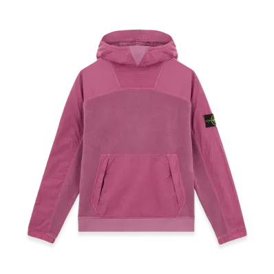 Stone Island 62653 Cotton Pile with Nylon TC Hooded Sweatshirt with Pockets - 24FW "Onion Rose"