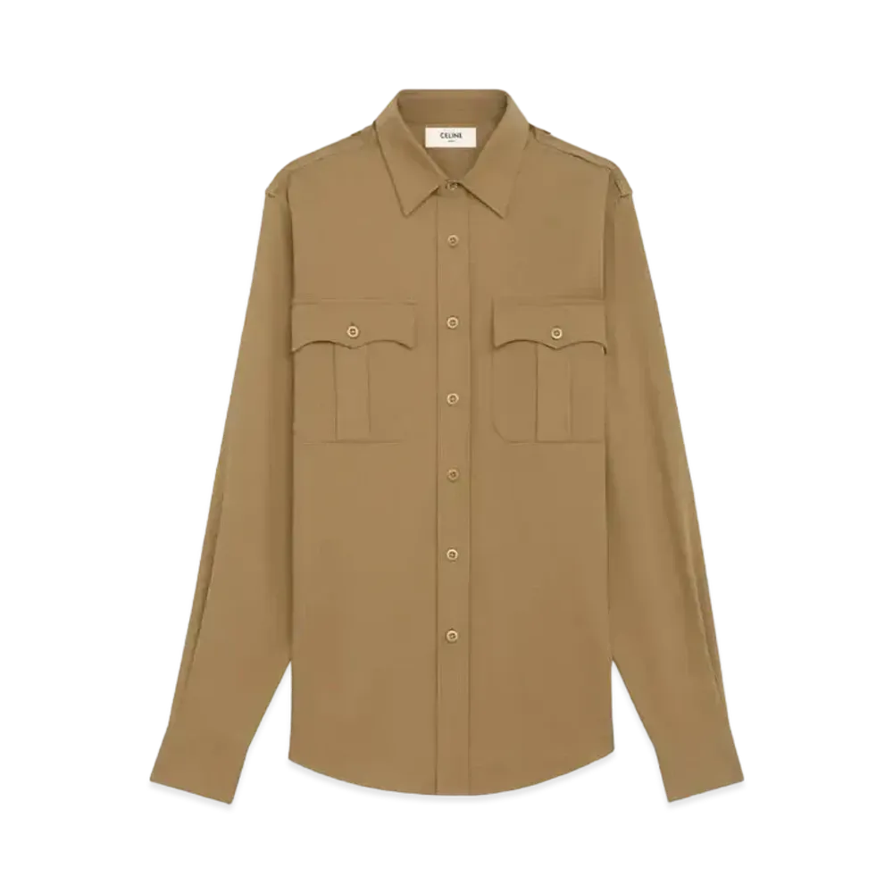 CELINE Military Shirt / Lightweight Cotton Twill "Beige"