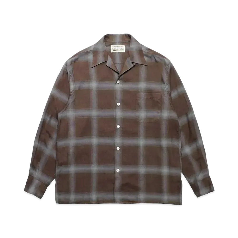 WACKO MARIA Check Open Collar Shirt "Brown"