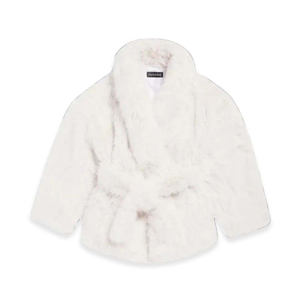 BALENCIAGA Women's Cocoon Wrap Coat "Light Beige"
