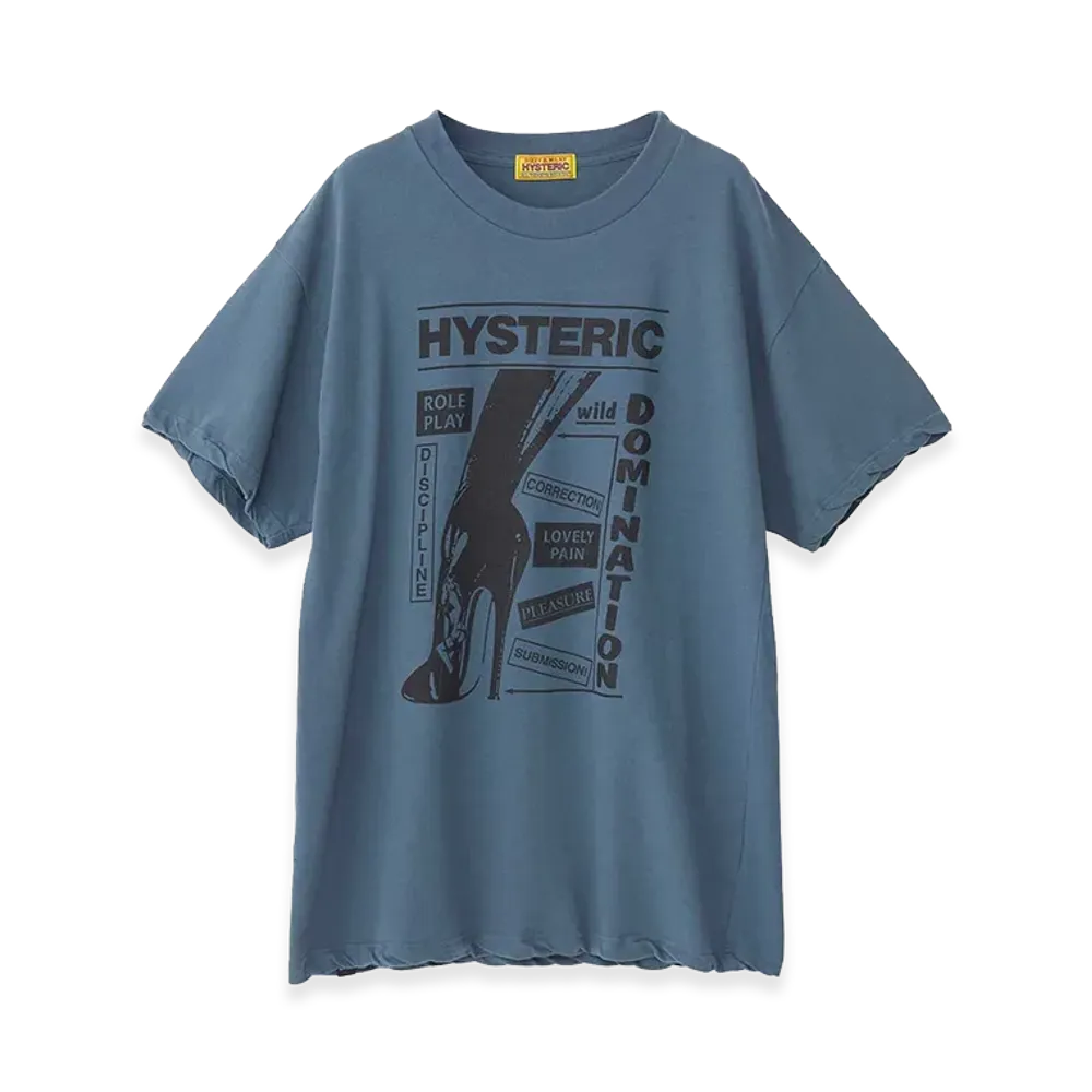 HYSTERIC GLAMOUR HYS Dominatrix Boot Oversized Tee "Blue"