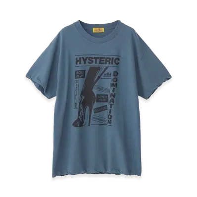 HYSTERIC GLAMOUR HYS Dominatrix Boot Oversized Tee "Blue"