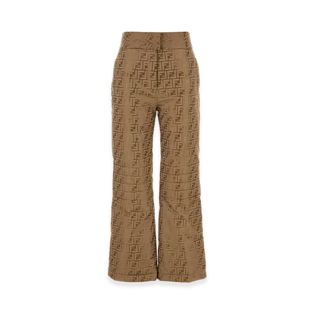 FENDI Women's Embroidered Cotton Blend Pant "Brown"