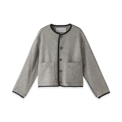 INSCRIRE Melton No-Collar Jacket "Gray"
