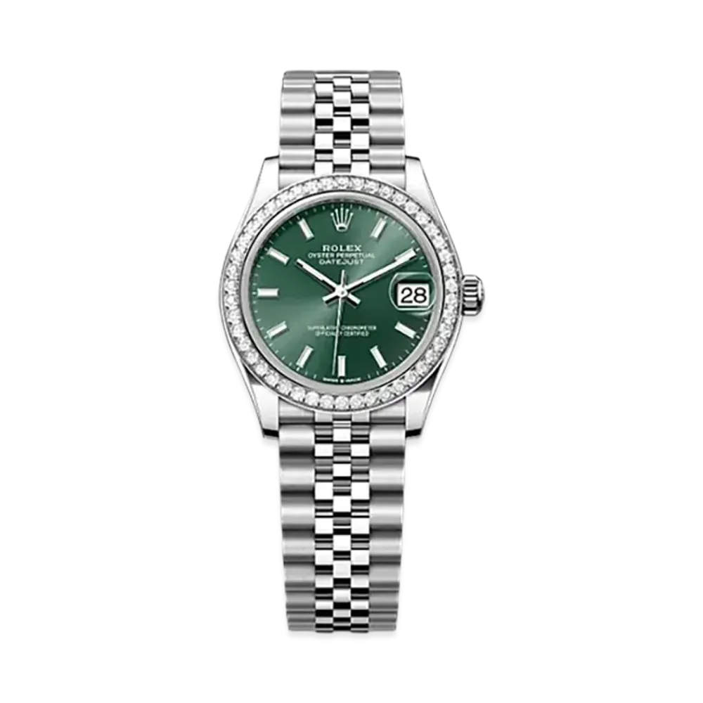 ROLEX Datejust 31 Oystersteel & White Gold Diamonds "Green"
