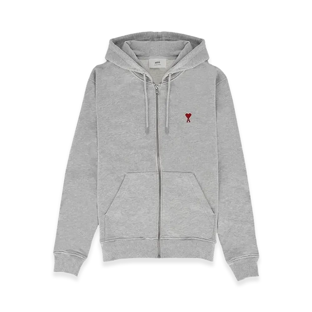 AMI PARIS Ami De Coeur Zip-Up Hoodie "Grey"